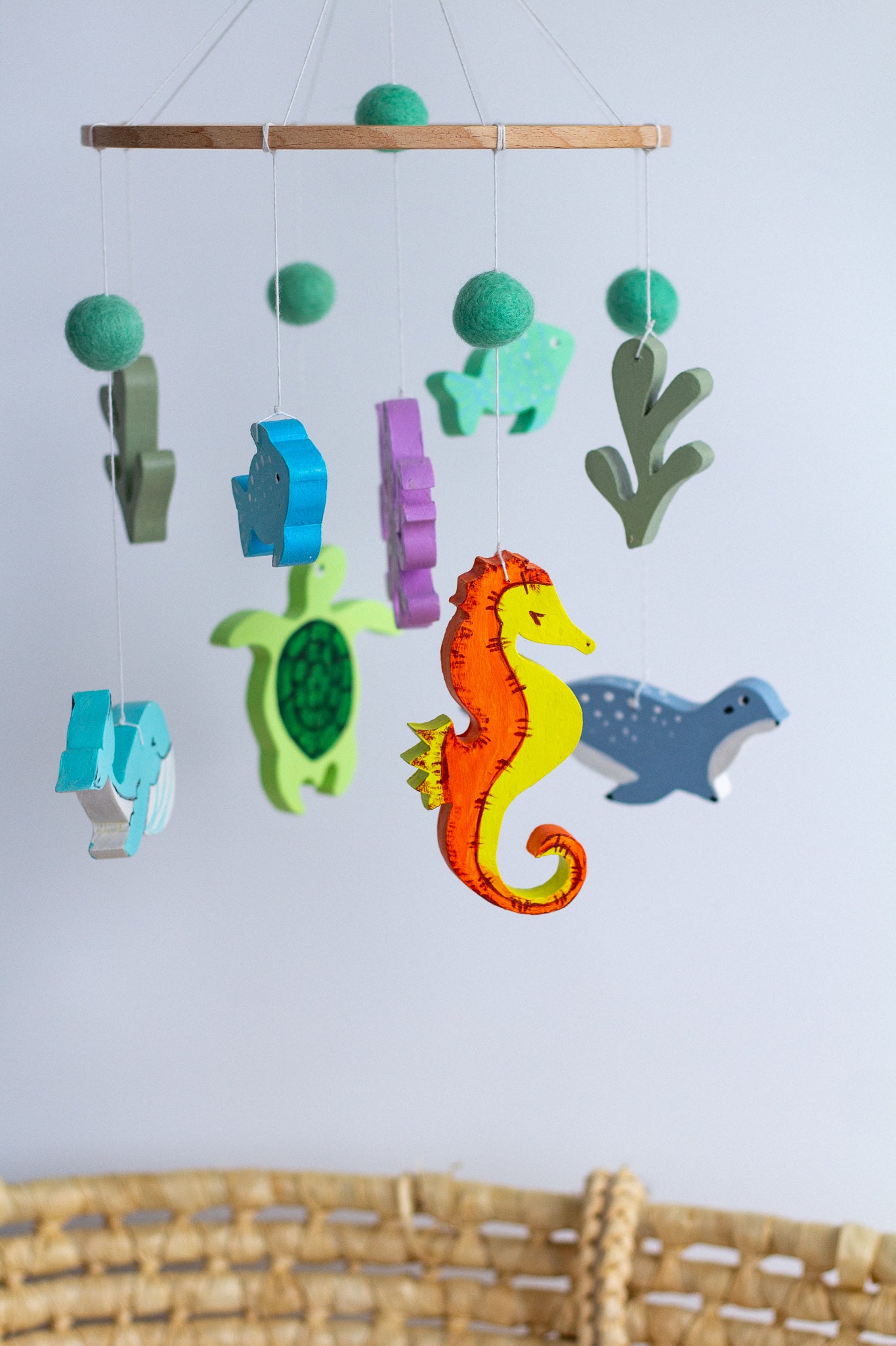 Handmade Nautical Wooden Baby Mobile for Ocean-themed Nursery